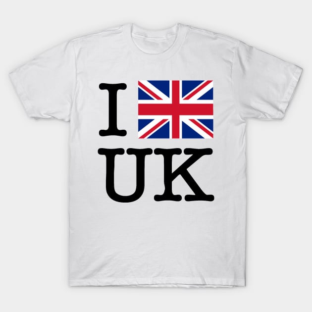 I Union Jack United Kingdom (Black Lettering) T-Shirt by KyleHarlow